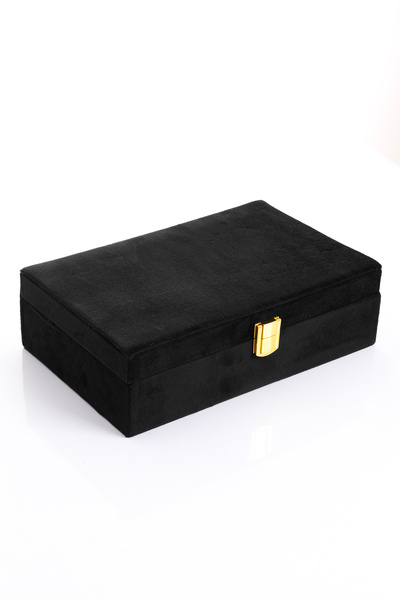 Ecrou Aynalı Siyah Kadife Mücevher, Organizer, Takı Kutusu 25 X16 X 7 Cm