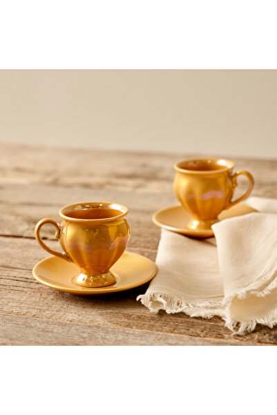 Bella Maison Clara 2'li Porselen Kahve Fincanı Seti Hardal (90 cc)