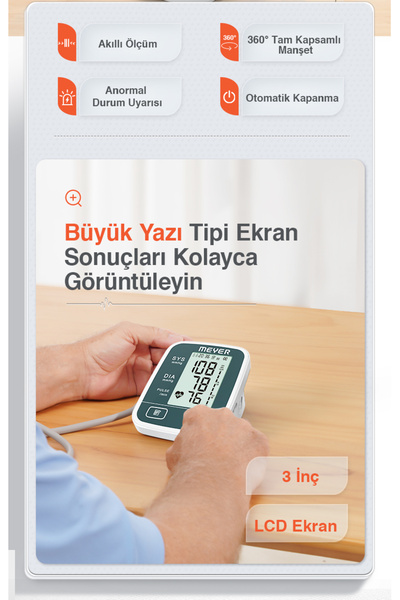 Meyer M2 Talky Üst Koldan Ölçer Konuşan Dijital Tansiyon Aleti (TÜRKÇE KONUŞMA ÖZELLİĞİ MEVCUT)