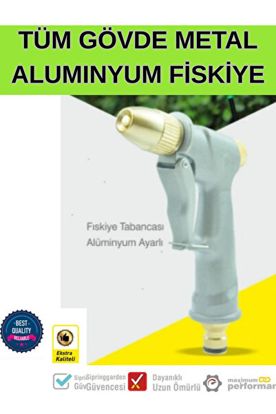 KL HOME ALUMINYUM TÜM GÖVDE AYARLI SULAMA FİSKİYE TABANCASI BAHÇE ÇİÇEK BALKON