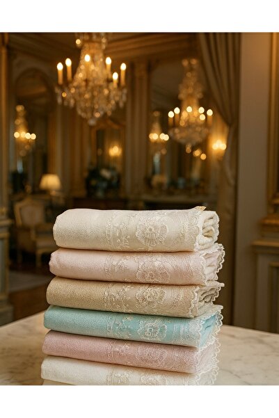 Çeyiz Bahçesi Firuze Fransız Güpürlü 6’lı Havlu Takımı 50&90