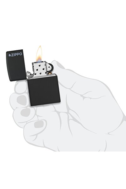 Zippo Çakmak Black Matte Siyah Logo 218zl-000023