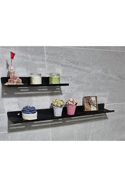 ESC STEEL 2'li BANYO RAFLARI DUVAR TİPİ SİYAH ( 5 ADET VİDA DÜBEL DAHİL ) PAS...