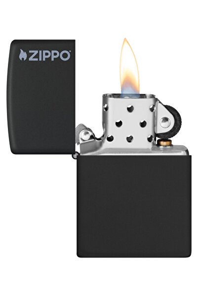 Zippo Çakmak Black Matte Siyah Logo 218zl-000023