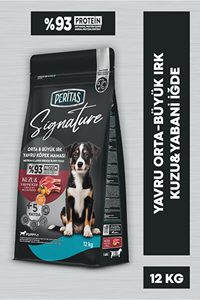 PERİTAS Signature Kuzulu Orta ve Büyük Irk Yavru Köpek Maması 12 Kg