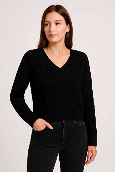 Alola V-Neck Knitted Patterned Knitwear Sweater