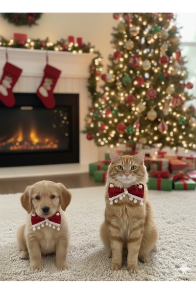flypet ربطة عنق للقطط والكلاب لعيد الميلاد، طوق للقطط والكلاب لعيد الميلاد