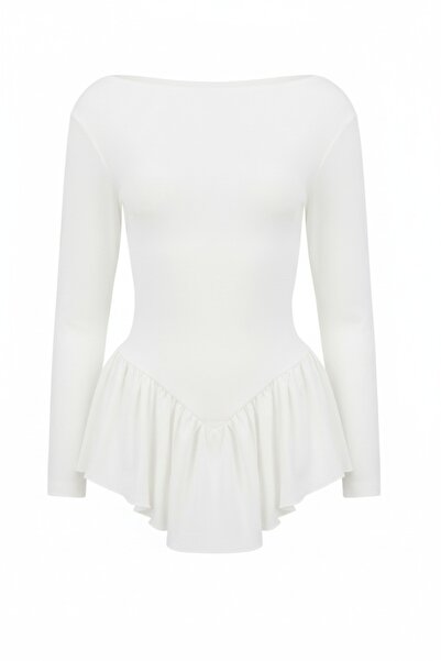 La Sarta Marelle Backless Jersey White Bodysuit