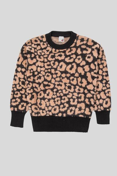 GMG FIRENZE Γυναικείο πουλόβερ με λεοπάρ σχέδιο με λαιμόκοψη