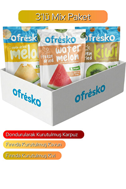 Ofrésko مزيج رقائق الفواكه المجففة 3 عبوات - البطيخ المجفف بالتجميد، البطيخ ا...