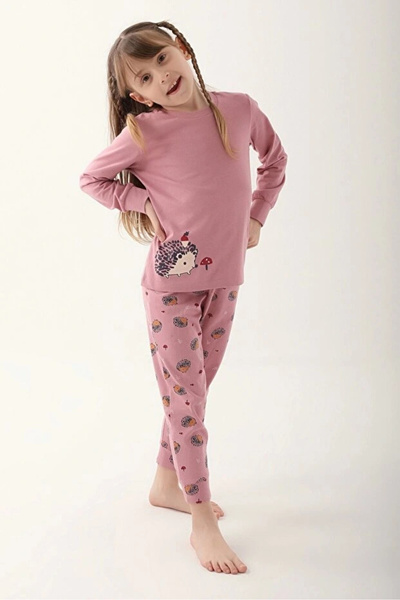 Arnetta Awesome Hedgehog Mor Kız Çocuk Uzun Kol Pijama Takım
