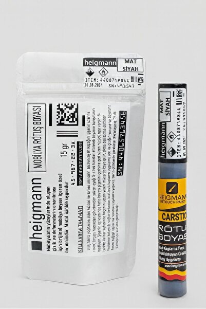 HEİGMANN Mat Siyah Mobilya Masa Sandalye Sehpa Çizik Onarıcı Kapatıcı Rötuş Rütüş Kalemi Boyası