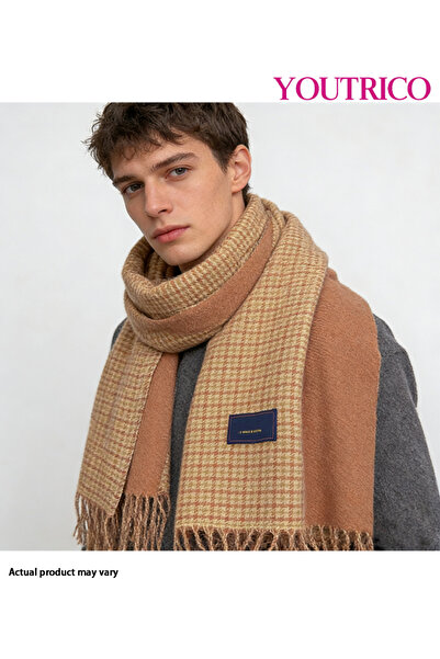 Youtrico وشاح شتوي للجنسين بشراشيب - وشاح وشال منقوشان من الكشمير، 200×55 سم