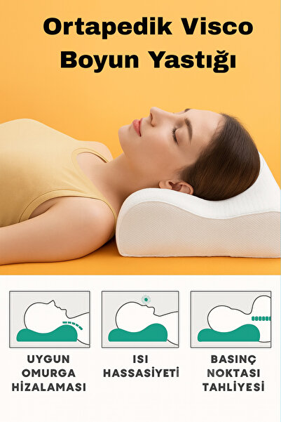 EpiRelax Medium Ortopedik Visco Yastık – Boyun Destekli, Basınç Azaltıcı, Isı...