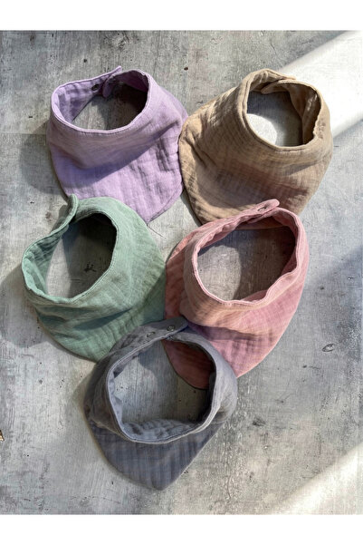elibaby 5-Piece Double Snap 100% Cotton Muslin Baby Bib/Mouth Wipes