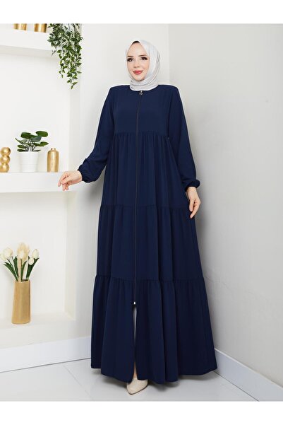 ESLEMNUR ÜÇ KATLI BÜZGÜ DETAYLI MEDİNE İPEĞİ FERACE