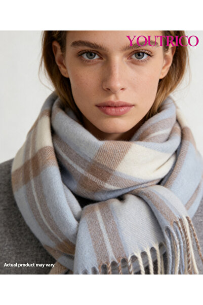 Youtrico 100% Wool Plaid Scarf - Warm Winter Wrap for Men & Women, 180*30cm
