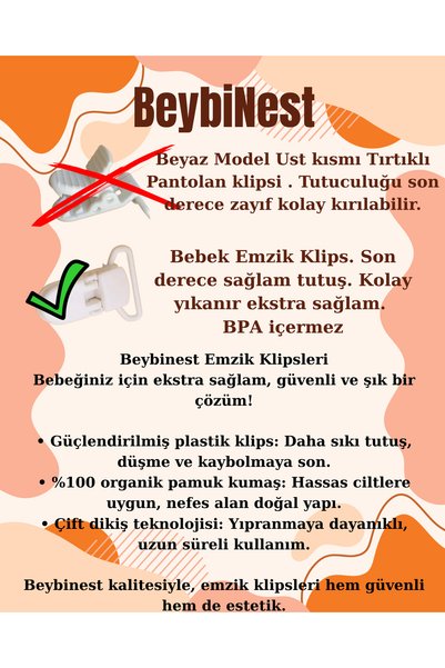 lucky baby Emzik Askısı Plastik Klips Emzik Tutucu %100 Pamuklu Kumaş Puantiye seri