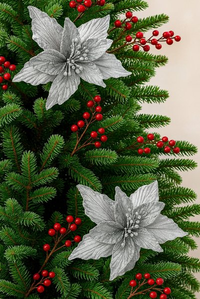 Waldern Floare artificială ornament de Anul Nou Premium 25*25 cm