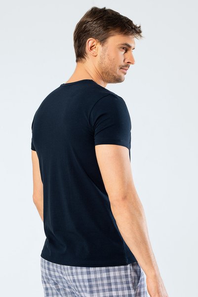 Cacharel Men's Crew Neck Lycra T-Shirt 1331/Navy Blue