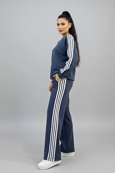 fiolin طقم بدلة رياضية من القماش المشروط بأربعة خطوط أنثراسايت