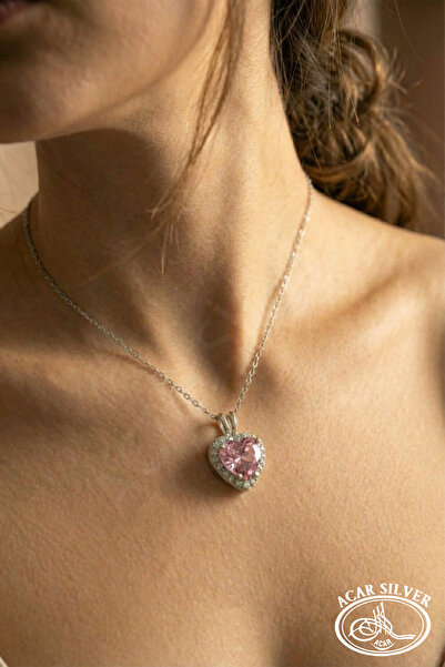 ACAR SİLVER KALP TAŞLI GÜMÜŞ KOLYE