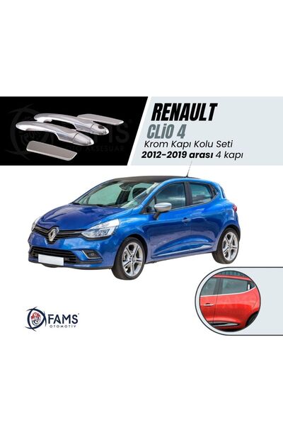 FAMS OTO AKSESUAR Renault Clio 4 Hb Krom Kapı Kolu Seti 4 Kapı 2012-2019 P.çelik Uyumlu