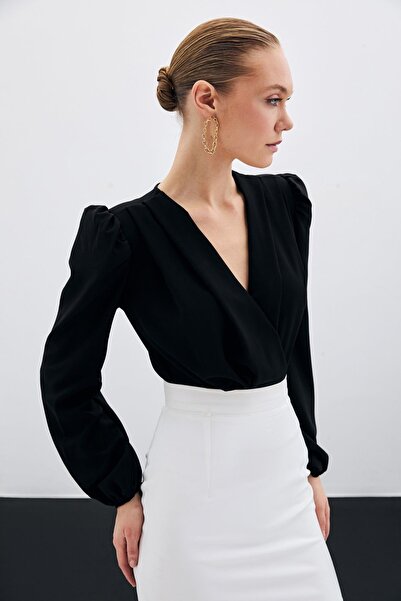 Sateen Kruvaze Vatkalı Bodysuit