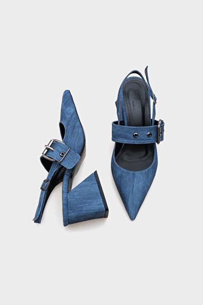 Capone Outfitters Detailní dámské boty na tlustém podpatku Riva s otevřenou zadní přezkou