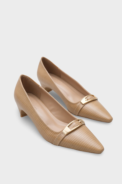 Capone Outfitters Jodi Women's Short Heeled Shoes with Metal Accessories