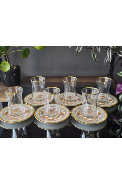 FERMATO 12 Parça 6 Kişilik Çay Seti Takımı Truva Serisi