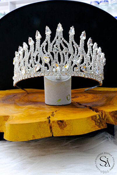 SimgeAksesuar تاج زفاف أنيق وأنيق بأحجار الكريستال