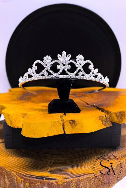 SimgeAksesuar تاج زفاف أنيق وأنيق بأحجار الكريستال