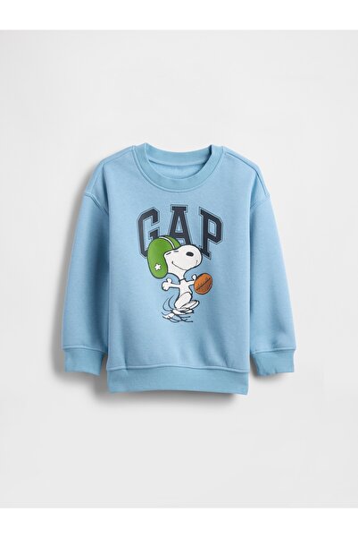 GAP Erkek Bebek Açık Mavi Vintage Soft Snoopy Logo Sweatshirt