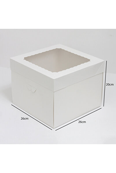 Generic 12 قطعة من علبة كيك بيضاء بغطاء شفاف