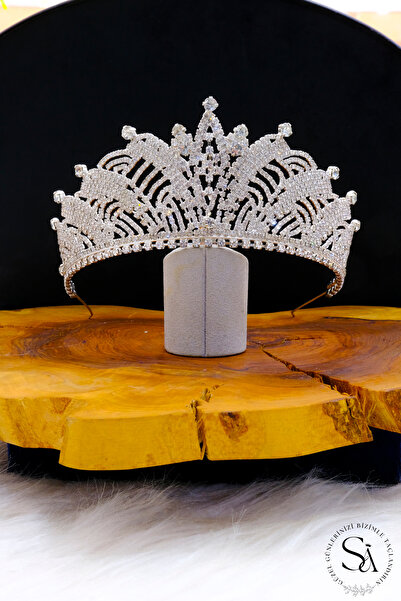 SimgeAksesuar تاج زفاف أنيق وأنيق بأحجار الكريستال