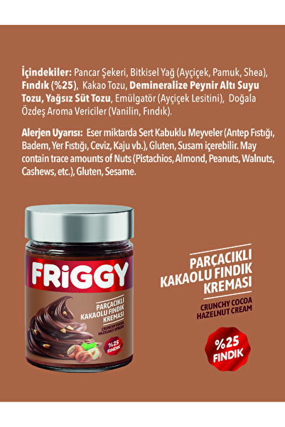 FRİGGY Parçacıklı Kakaolu Fındık Kreması 320GR