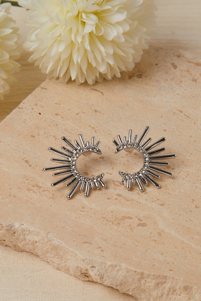 Elika Silver Women's Sun Model Bijouterie Earrings