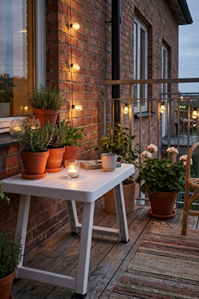 Arma House Portatif Plastik Katlanabilir Sehpa -Kamp ve Piknik Masası Beyaz