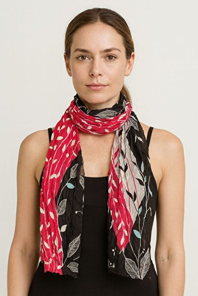 Gönülden Tasarım 170X70 Cm Çiçek Desenli Kadın Fular Şal Pembe