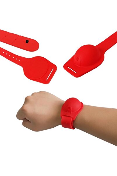 SSMEDIA Set de 5 brățări cu dozator de dezinfectant pentru mâini, unisex, reglabile, pentru copii și adulți - Roșu