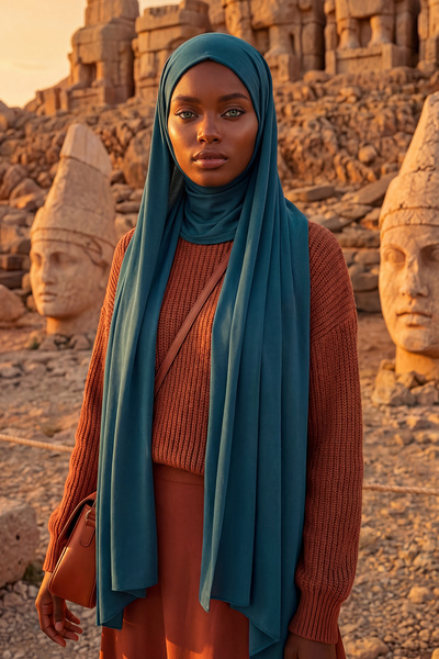 Aisha's Design Πρακτικό χτενισμένο βαμβακερό σάλι που καλύπτει τον λαιμό, PS-...