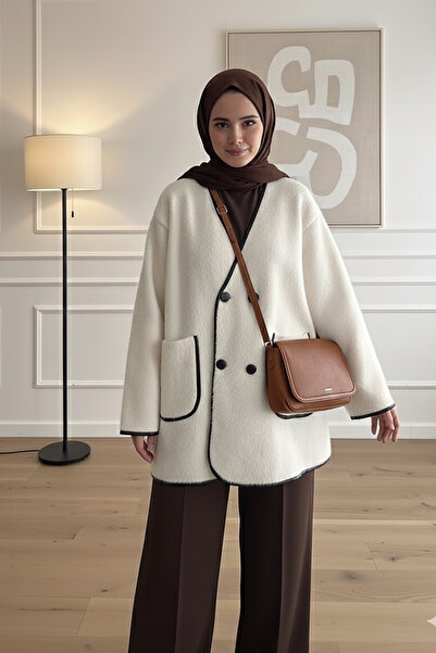 My City 40840 - Stylish Comfortable 4-Button Angora Women's Knitwear Long Cardigan