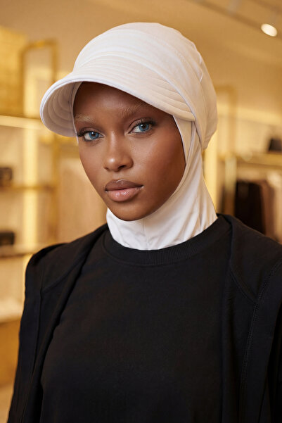 Aisha's Design غطاء رأس للحجاب مع حاجب قابل للإزالة، أبيض، B-82