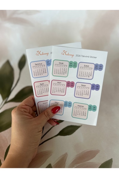 Kedirengi Aylık Takvimli Sticker Bullet Journal Sticker 2026