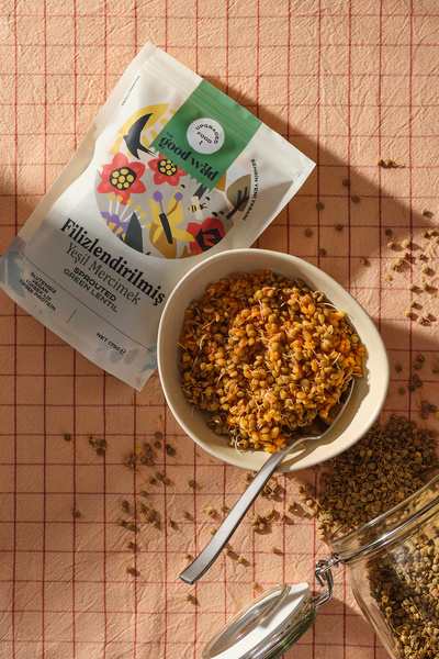 THE GOOD WİLD Filizlendirilmiş Yeşil Mercimek | Glutensiz Kuru Bakliyat | Vegan | Glutensiz Ürünler | 175 Gr