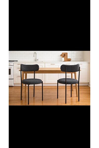 METALORD AKSESUAR Teddy Sandalye -2'Lİ Yumuşak Kumaşlı, Rahat Oturumlu, Metal Ayaklı, Salon & Mutfak İçin Şık Tasarım