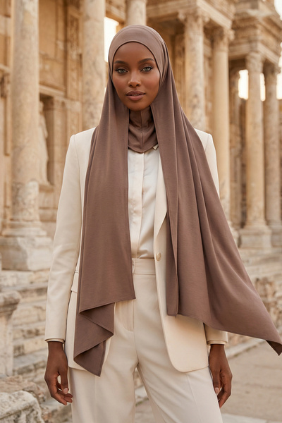 Aisha's Design Boynu Kapatan Ninja Boneli Pratik Penye Şal,PS-59,Çikolata