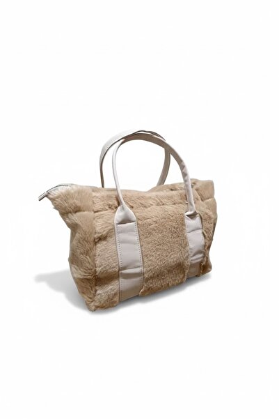 ZİVORA Geantă de damă neagră cu curea coloană din pluș cu blană