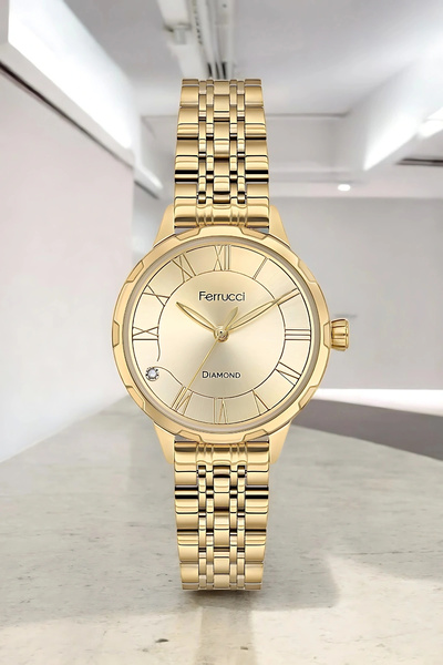 Ferrucci Kadın Kol Saati Çelik Kordon Ve Kasa, Diamond Taş Detaylı, 3 Atm Suya Dayanıklı, Sdfer146